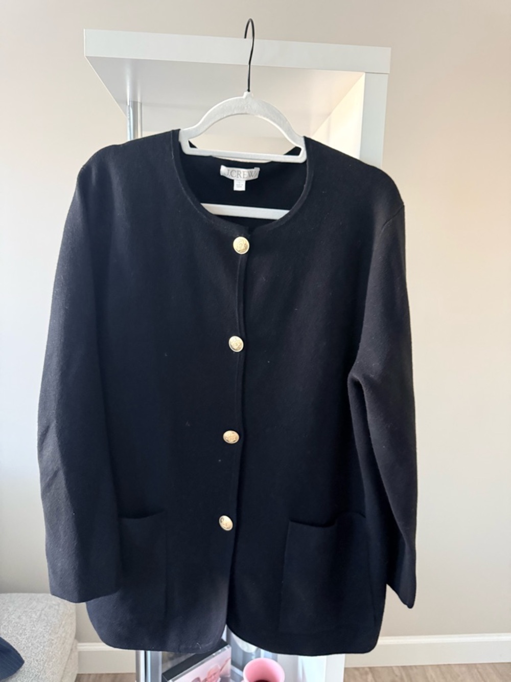 J. Crew Black Cardigan with Decorative Gold Button